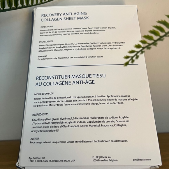 PMD Recovery Anti-Aging Collagen Sheet Mask – 5 Pack (New in Box) - Picture 3 of 5